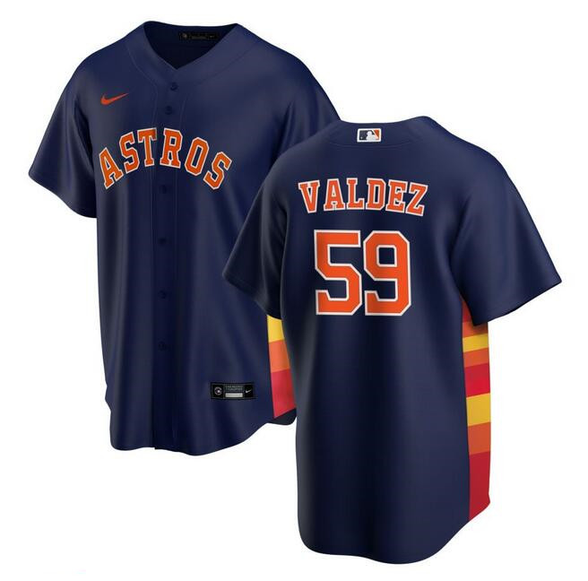 Men's Houston Astros #59 Framber Valdez Navy Cool Base Stitched Baseball Jersey Men's Houston Astros #59 Framber Valdez Navy Cool Base Stitched Baseball Jersey